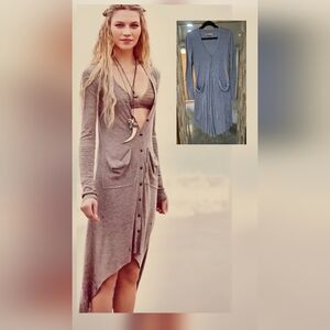 Free People Gray Long Cardigan